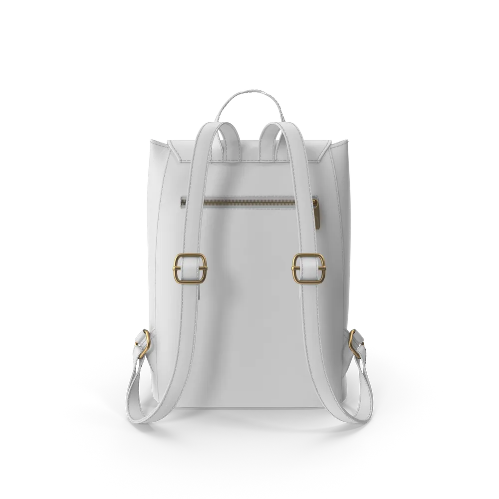 White Faux Leather Backpack, image 2