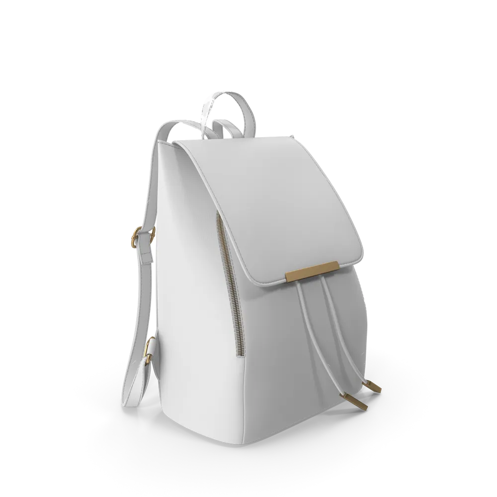 White Faux Leather Backpack, image 3